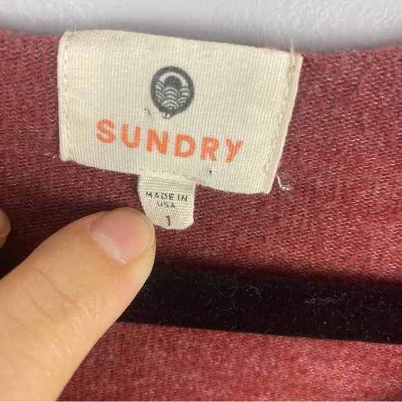 SUNDRY Rust Sequins Locals Only Raw Scoop Neck Sweater Small - Picture 9 of 11
